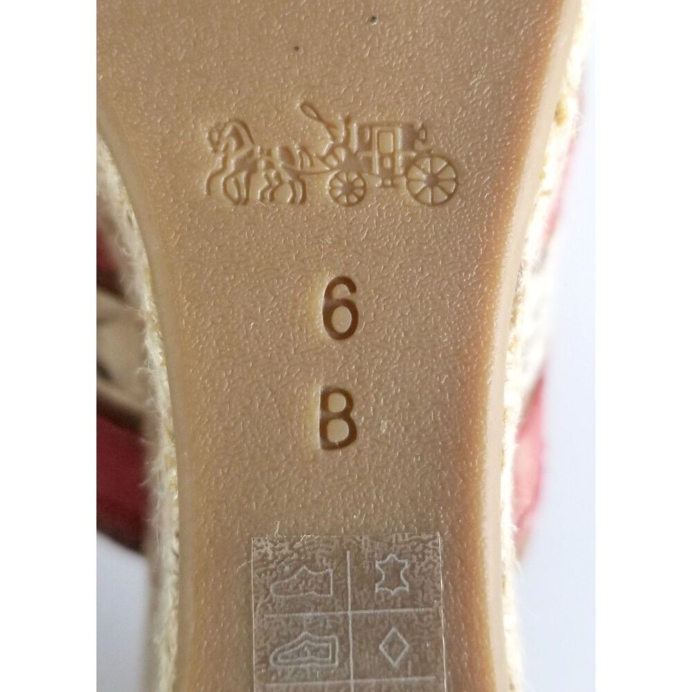 COACH Florentine Espadrille Wedge Sandals Sz 6 Red Tan Snake Print Platform - Picture 11 of 12